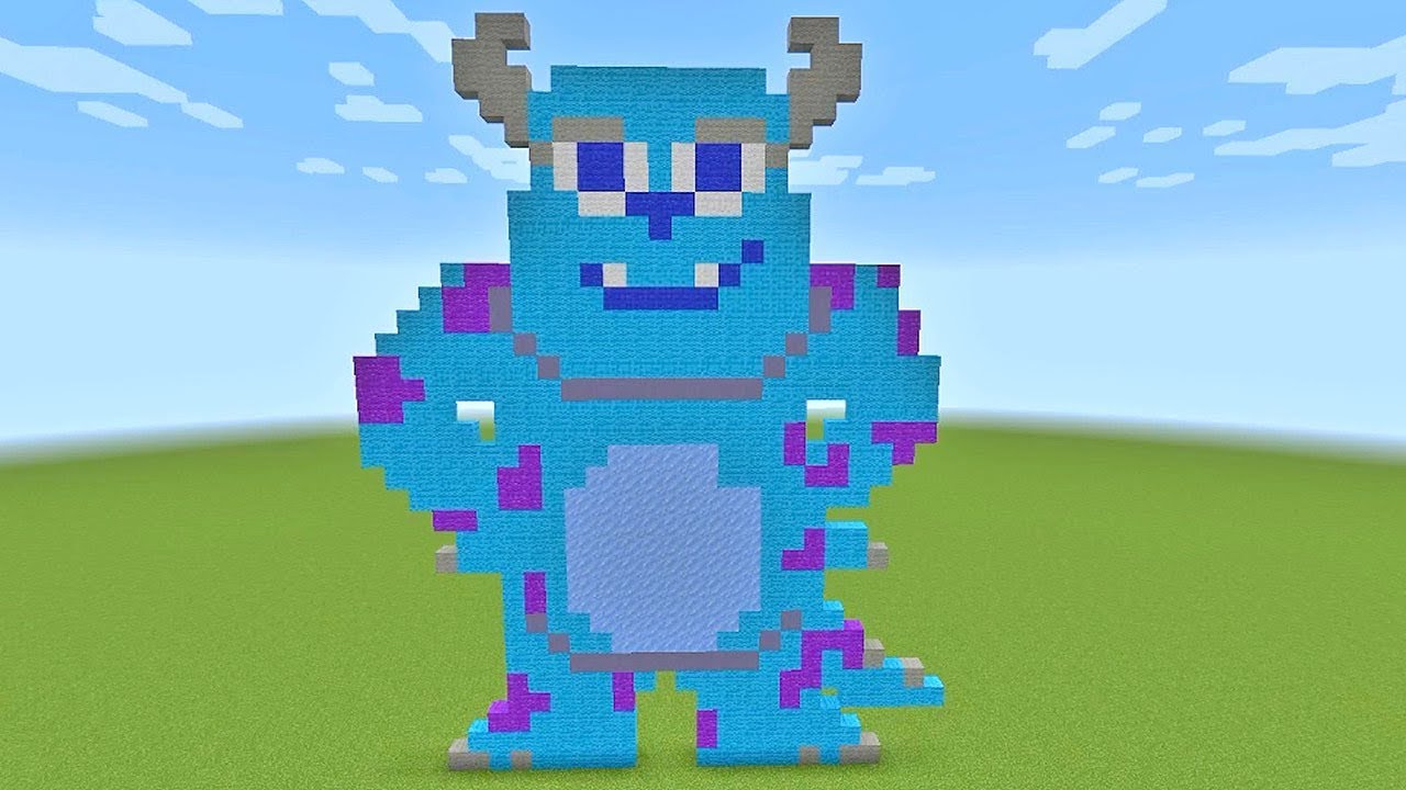 How To Build Sulley From Monsters Inc. Pixel Art In Minecraft