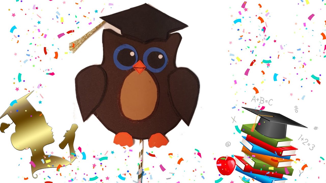 COMO HACER BUHO DE FOAMY PARA GRADUACION CENTRO DE MESA