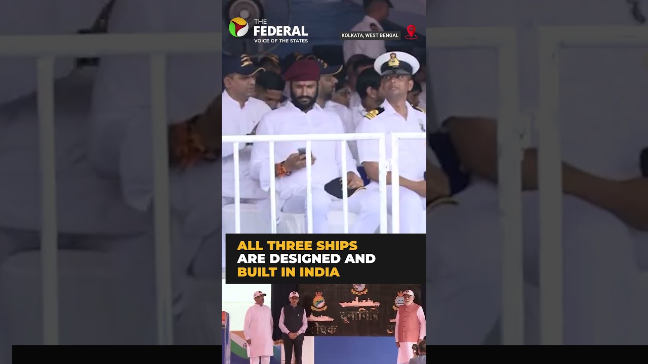 PM Modi commissions three indigenously-built naval ships in Kolkata | #shorts