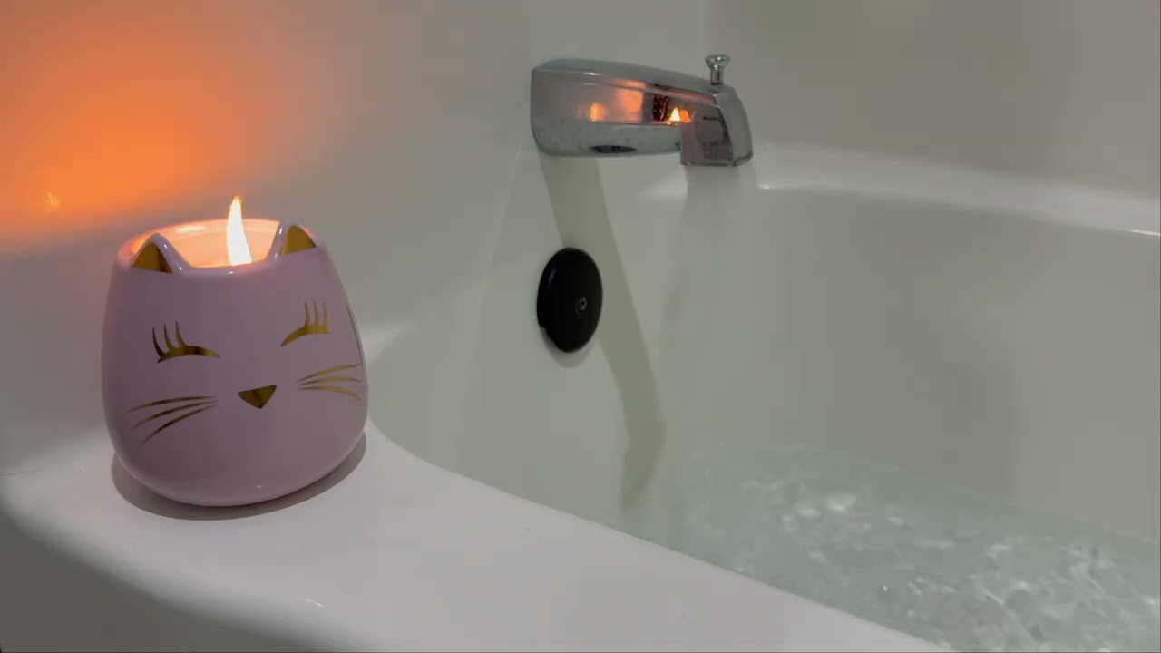cozy bathtub filling asmr 🛁 candlelight + soft fan noise for deep sleep