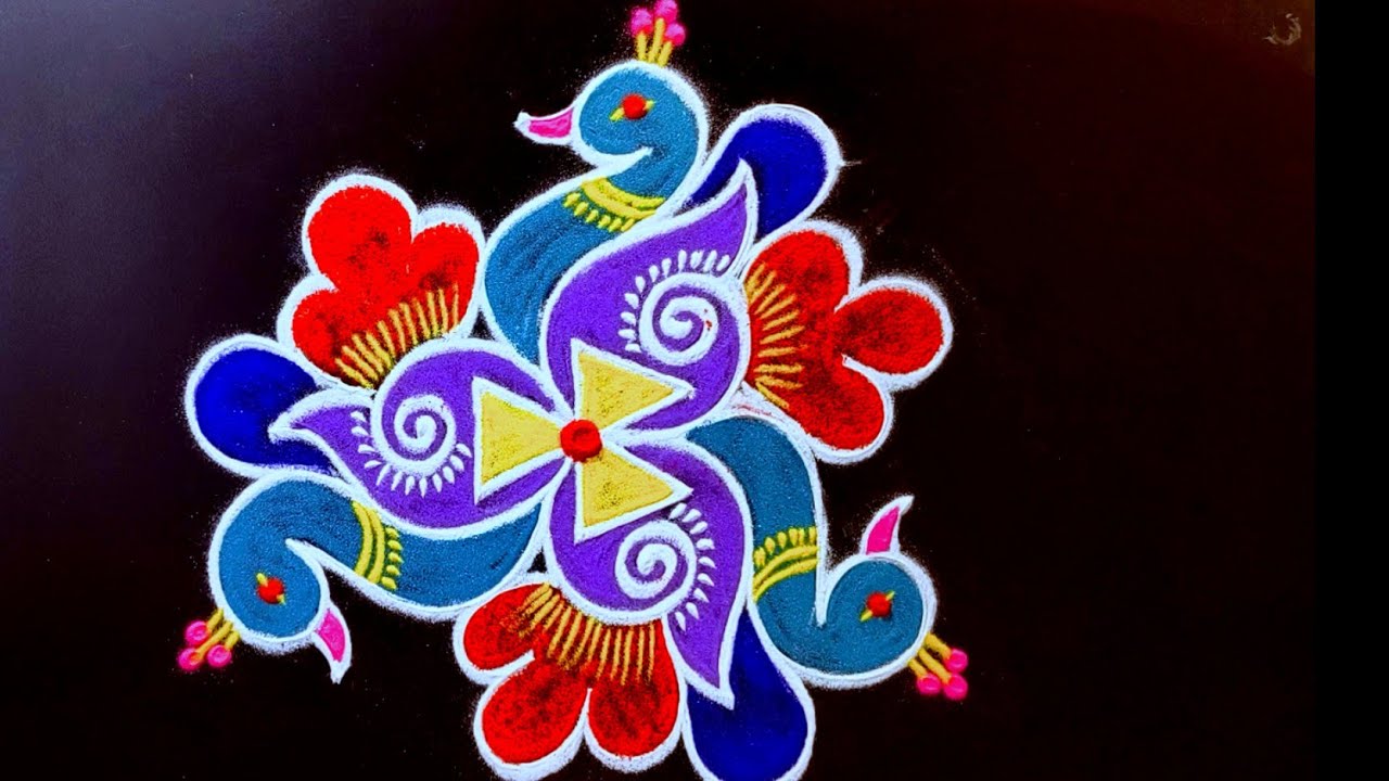 மஹா சிவராத்திரி ஸ்பெஷல் ரங்கோலி கோலங்கள் ♥️ 2 Beautiful peacock rangoli designs ♥️ New Kolam designs