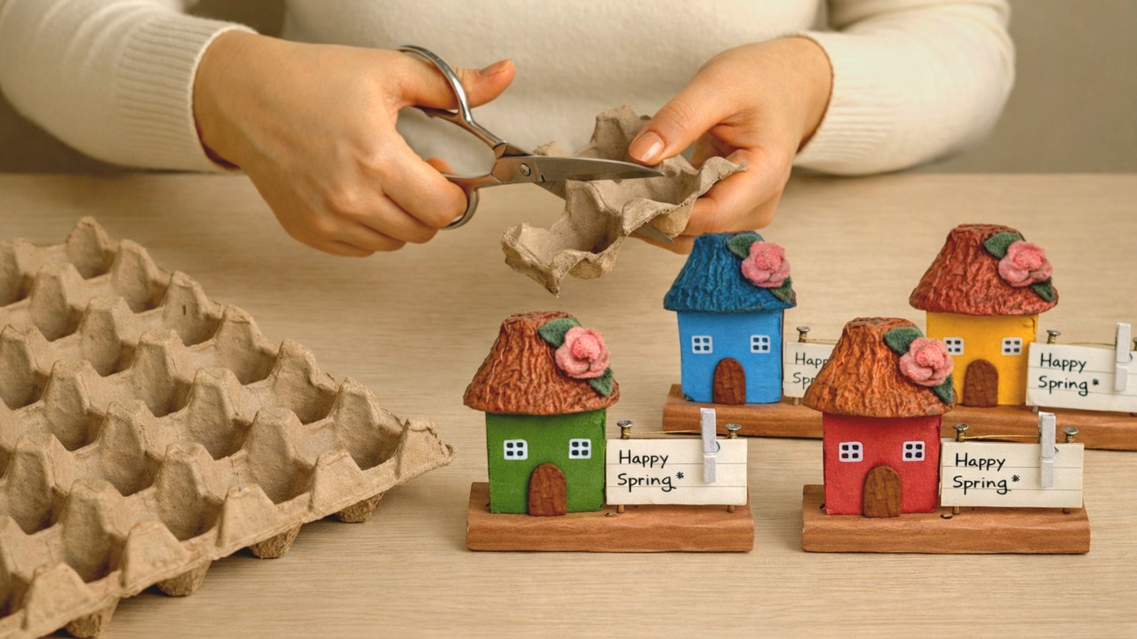 Turn Egg Trays Into Cute Spring Note Stands 🌸 Easy DIY Gift Idea | Handmade Decoration