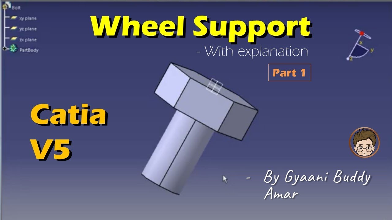 Проектирование и сборка опоры колеса | #CATIA V5 - с пояснениями | Часть 1 #опораколеса