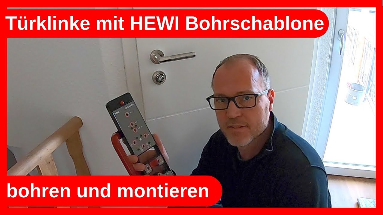 T&uuml;rklinke T&uuml;rgriff Hoppe Zimmert&uuml;r mit Hewi Bohrschablone bohren montieren / Holzbau Trockenbau DIY