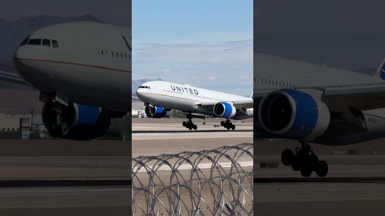 United Airlines Boeing 777-200 (NFL charter) arrives at Las Vegas (LAS) | N215UA | #planespotting