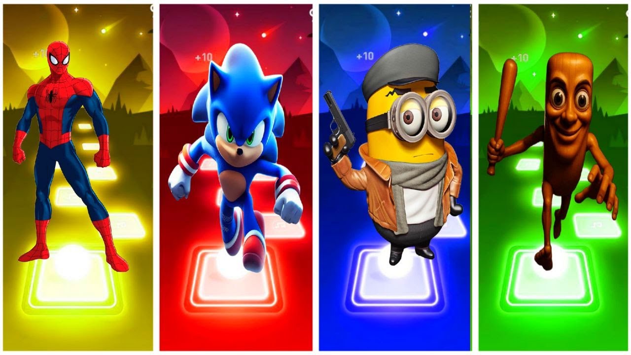 Spiderman 🆚 Sonic 🆚 Minions 🆚 Tung Tung Sahur 🎶 TilesHop EDM Rush