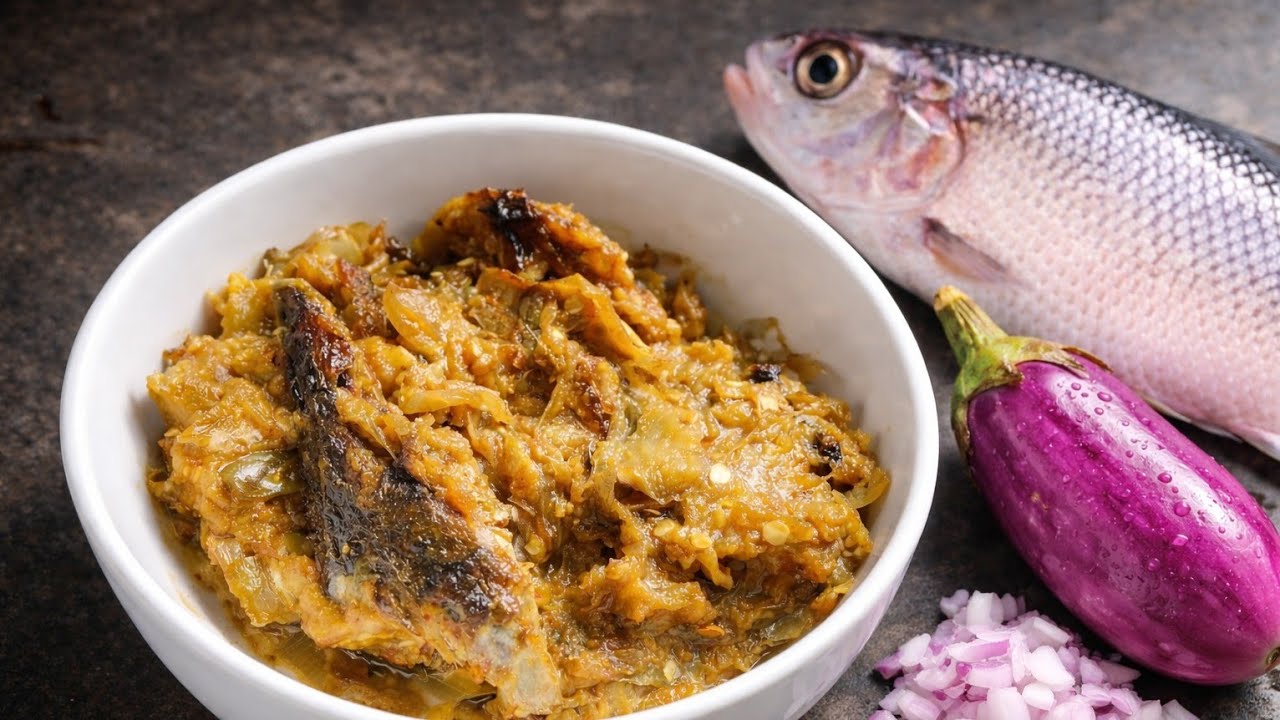 ইলিশ মাছের মাথা দিয়ে বেগুণ চর্চড়ি/ ilish macher matha diye begun recipe#ilish #ilishmach #begun
