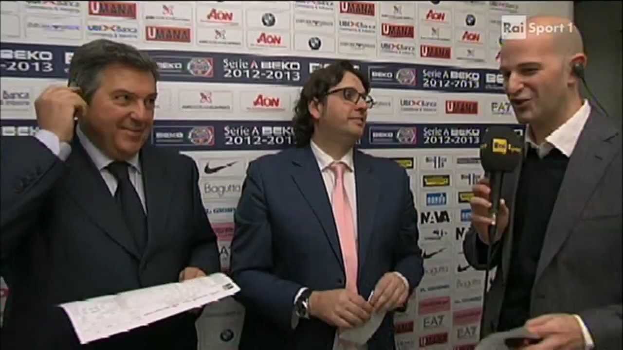 Coach Trinchieri ai microfoni Rai dopo Milano-Cantù