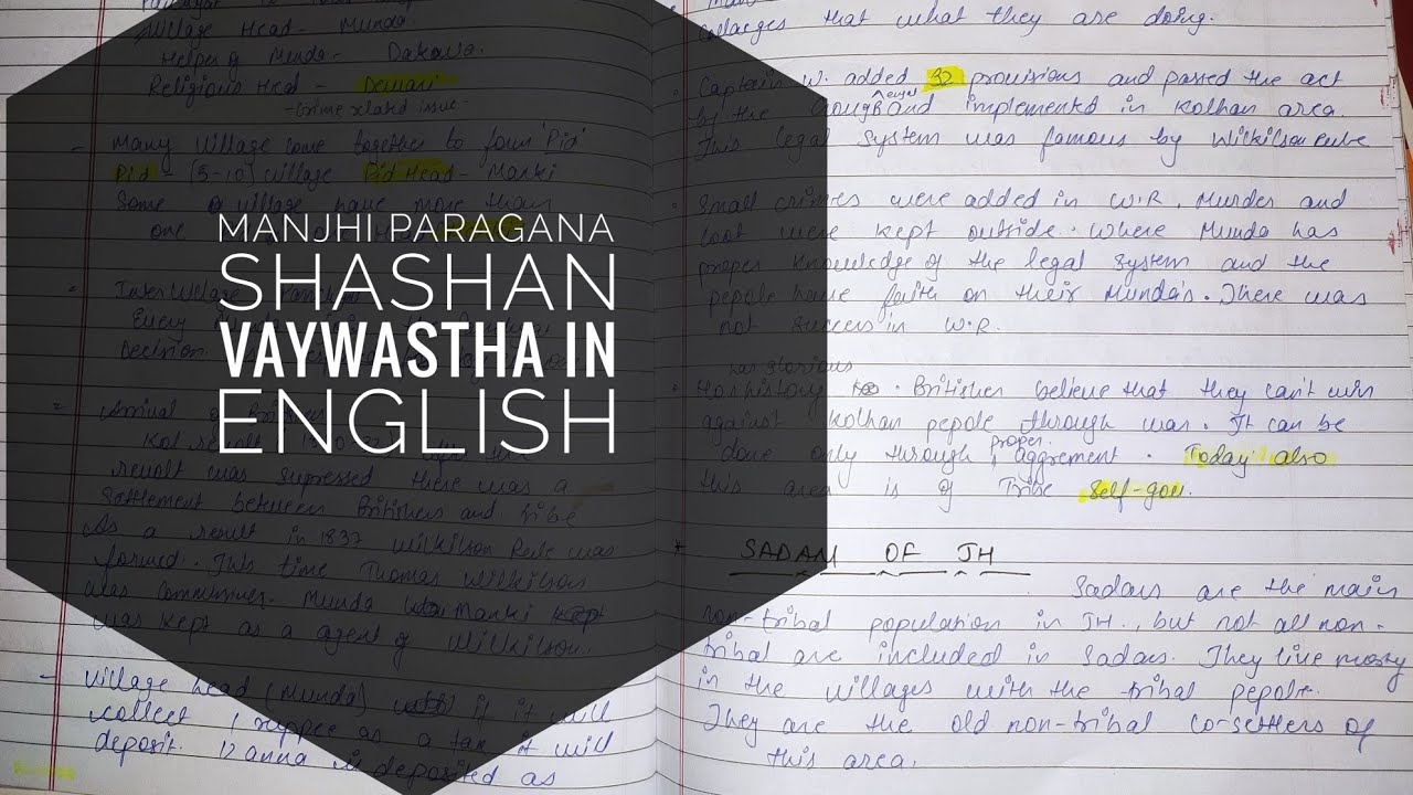 Manjhi Paragana Shashan vaywastha in English-JPSC JSSC.
