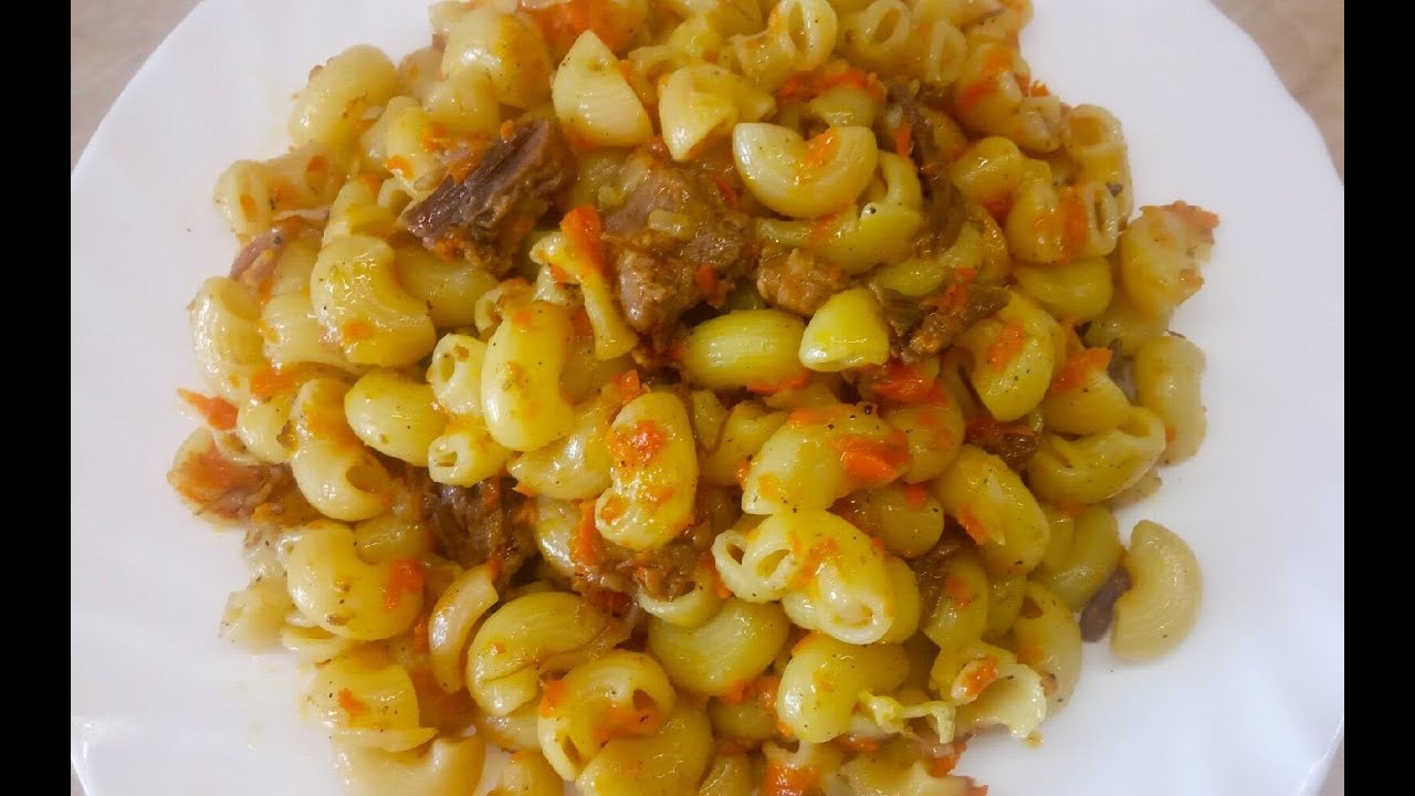 Макароны с тушёнкой. Ужин на скорую руку.