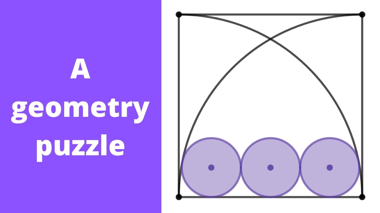 Three circles that are inscribed between two quarter circles. A geometry puzzle.