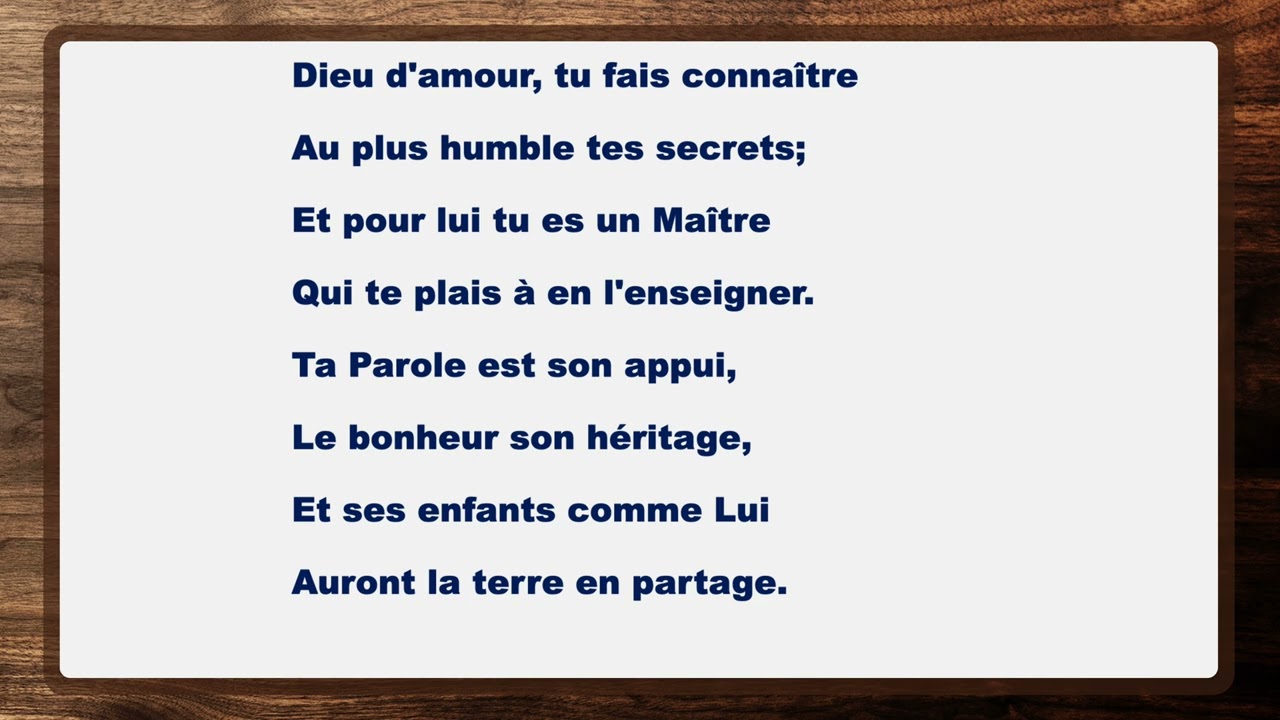 Psa 25 À toi mon Dieu mon cœur monte