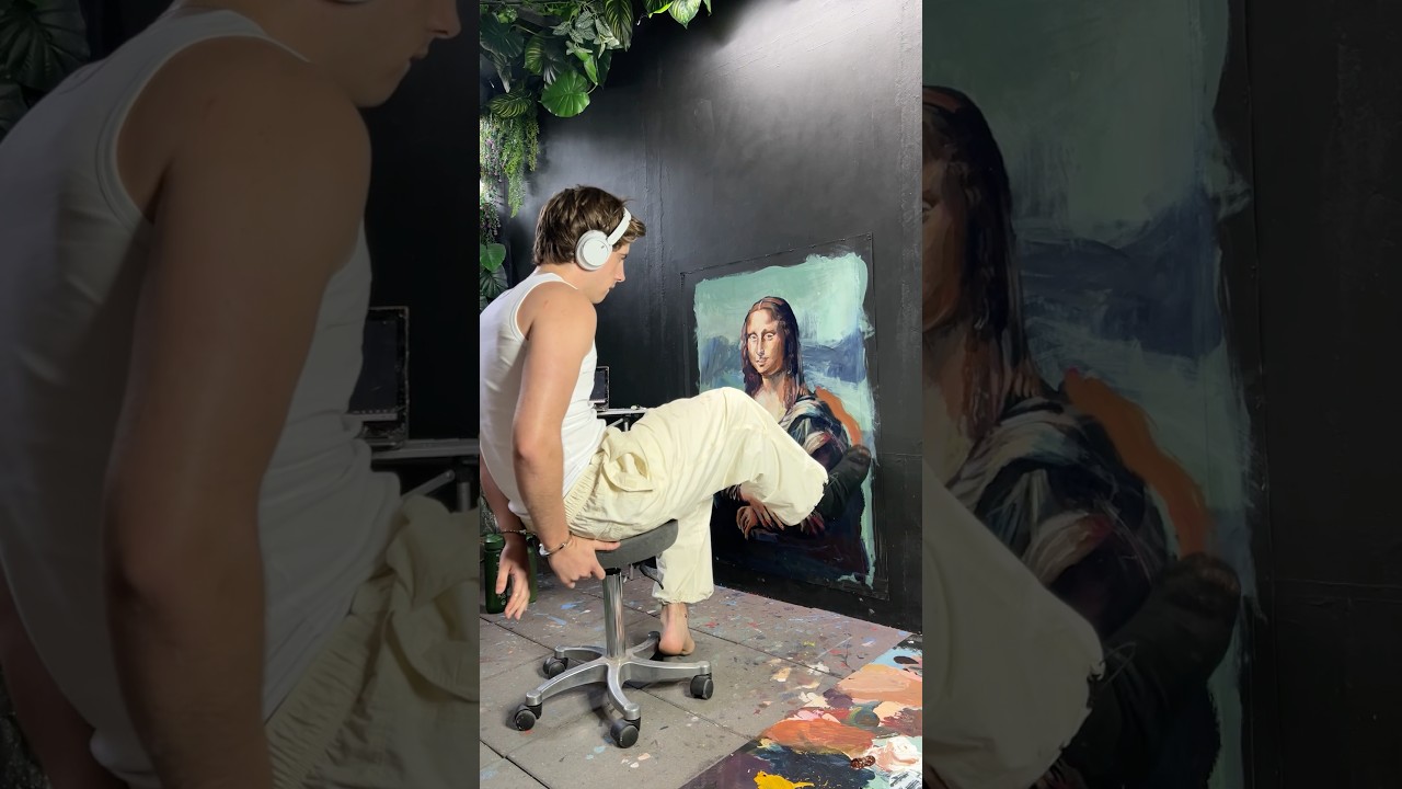 Mona Lisa painted with my toes 🖼️ #art #portrait #monalisa #davinci #funnyart #paintings