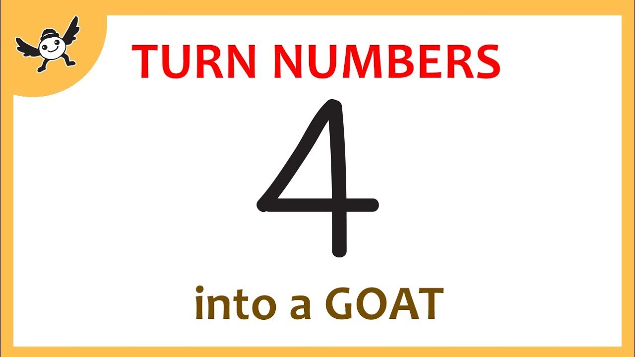 How To Turn Number 4 into Cartoon GOAT &ndash; Easy Goat Drawing Tutorial