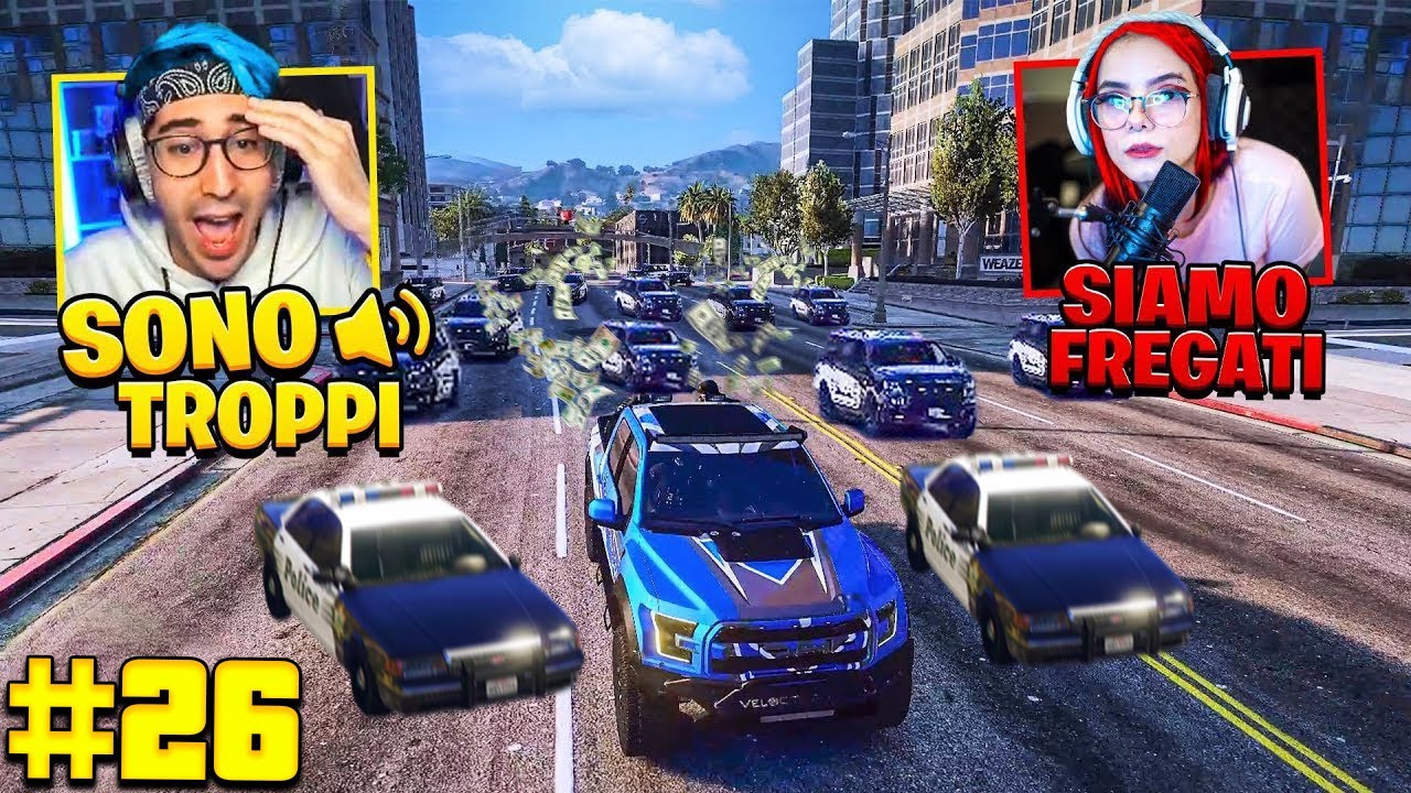 RUBIAMO IL DIAMANTE PIU GRANDE su GTA5 RP (10 VOLANTI DELLA POLIZIA) (AHIAAA ADVENTURE EP.26)