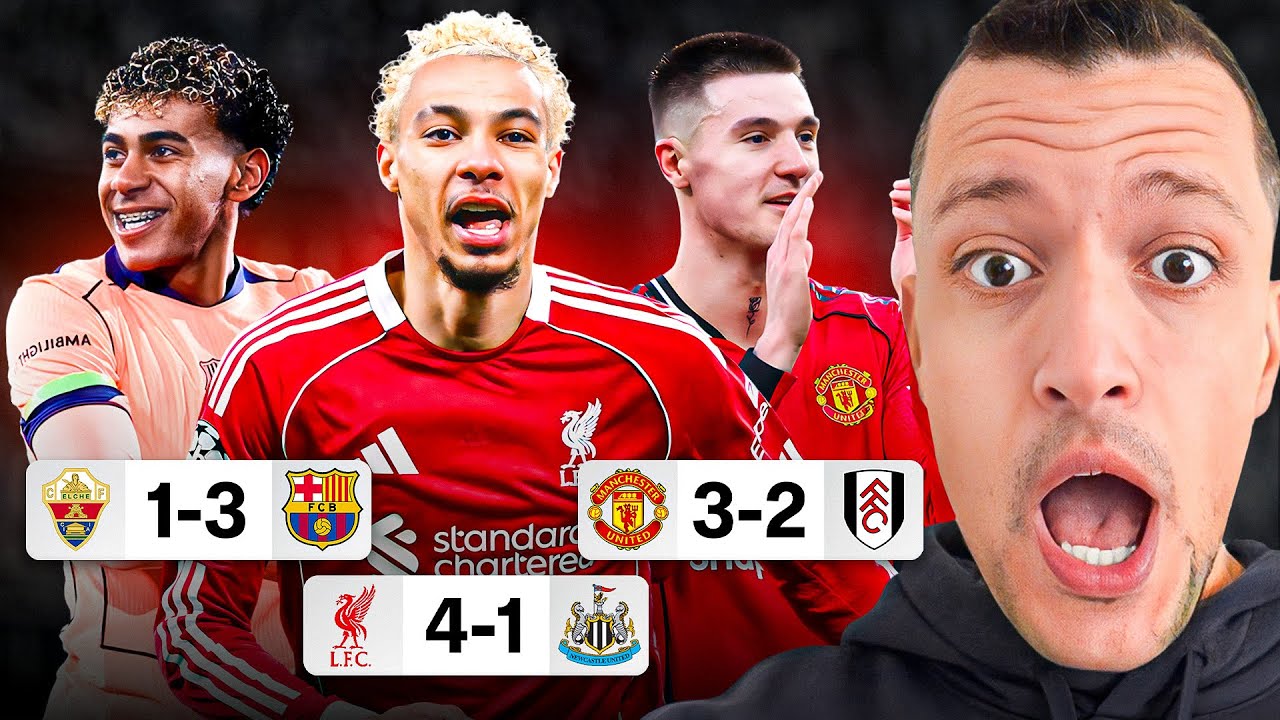 MAN UNITED 3-2 FULHAM | LIVERPOOL DOMINATE NEWCASTLE 4-1 | PENALTY POR LA REAL MADRID | BARCA WIN