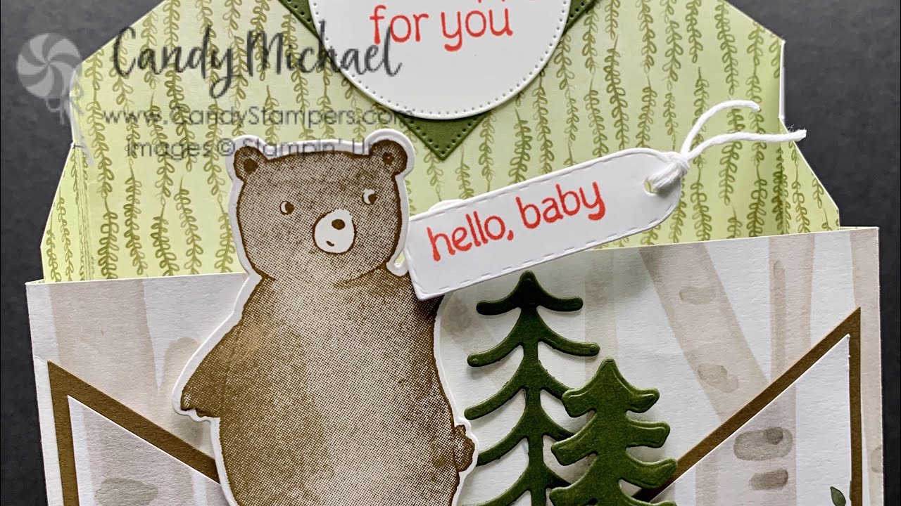 How to make an Envelope Box Card for baby using Stampin' Up! Happier Than Happy Bundle!