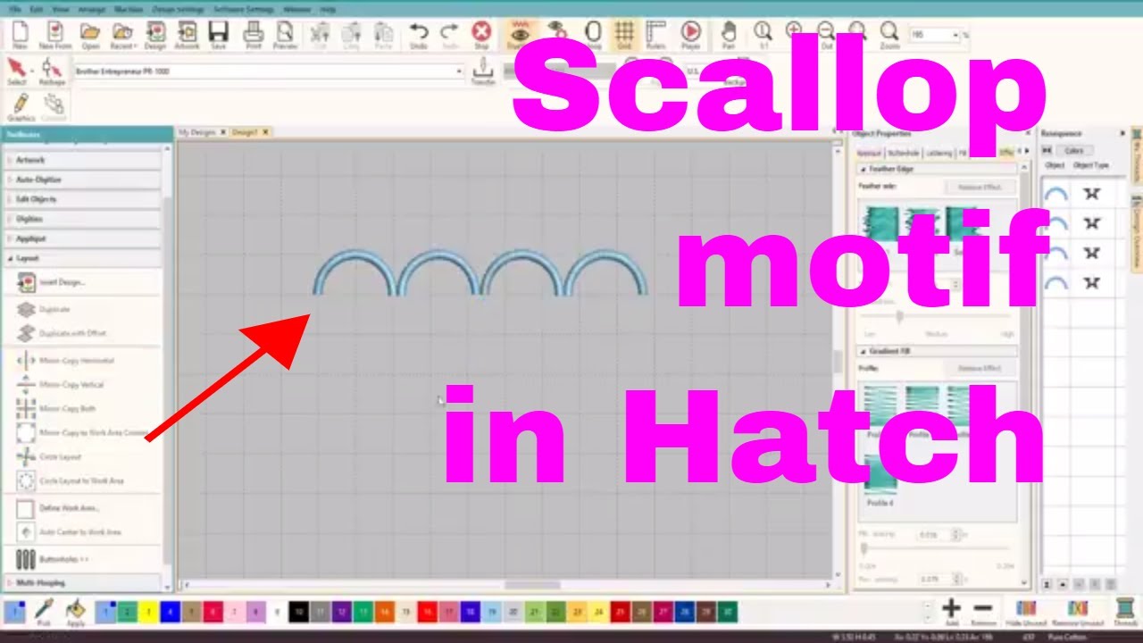 Hatch Embroidery:  Create a scalloped edge motif design in Hatch!😀