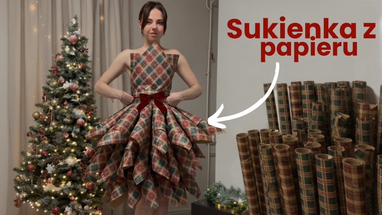 VLOGMAS 5: Zrobiłam suknię z PAPIERU PREZENTOWEGO! 🎄