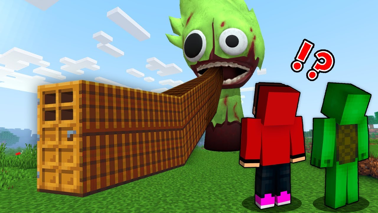 とても長い扉をくぐり抜け、緑のスプランキーの口へ！マイッキーと ぜんいち! マインクラフト