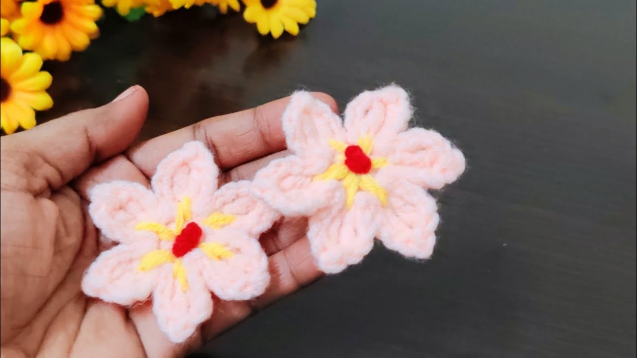 How to Crochet 6Petal Flower Simple and Easy  l Beginners Friendly 