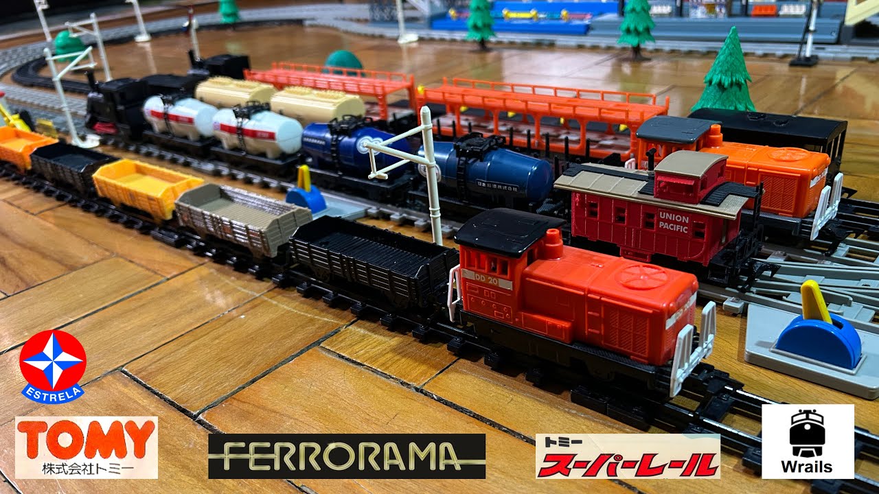 Ferrorama Estrela Tomy DD20 e Kraus com Vagoes de Carga em 4 Vias !