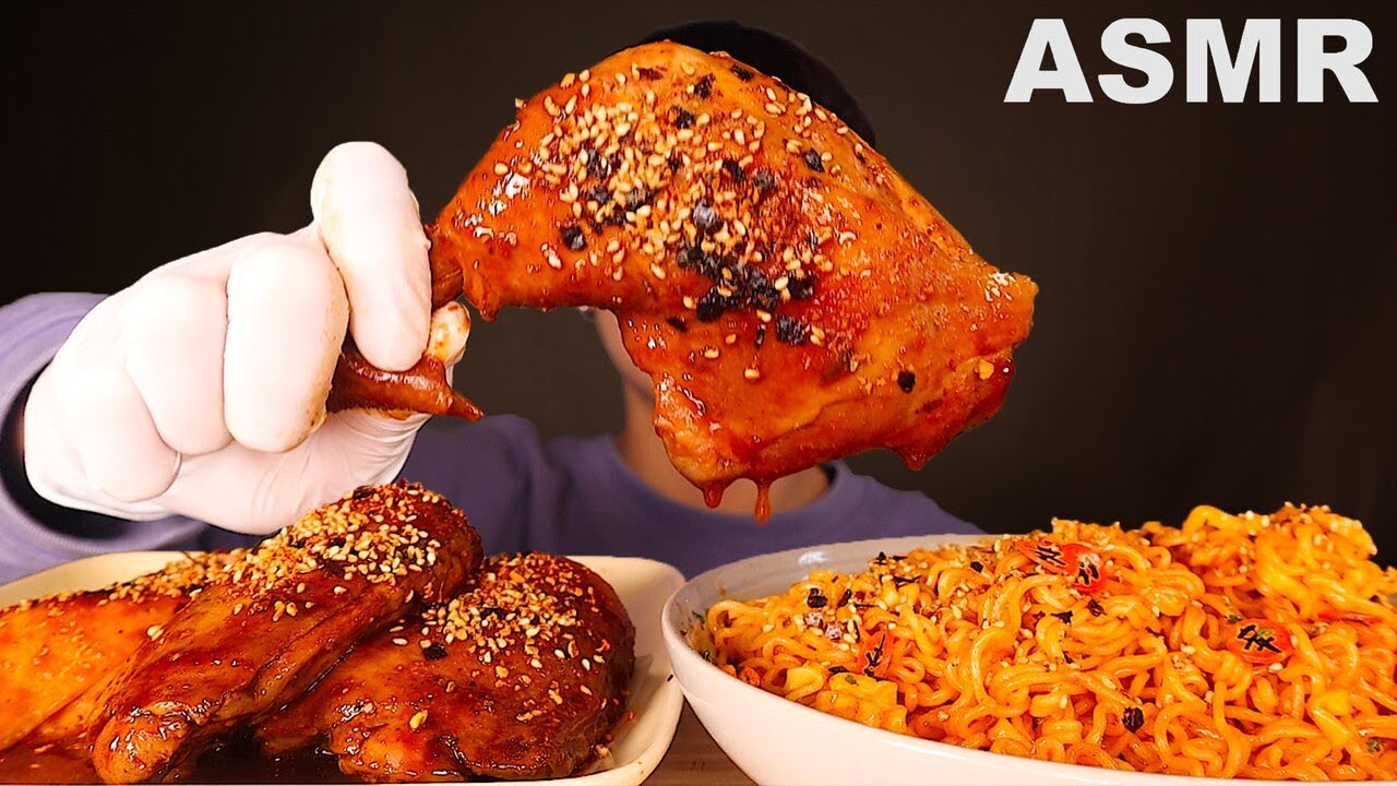 ASMR KOREAN SPICY FIRE NOODLES + SPICY DRUMSTICKS 🍗 + KIMCHI (Eating Sound) | MAR ASMR
