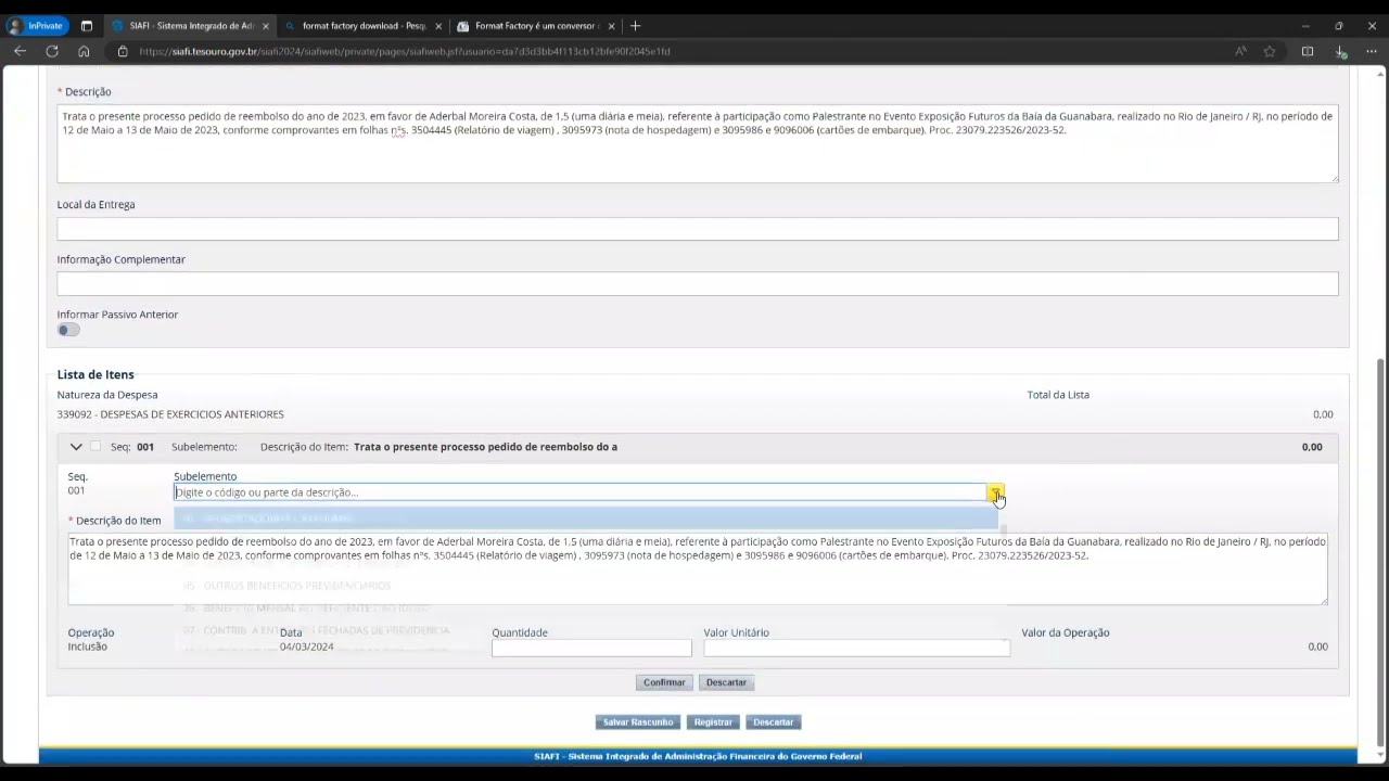 Emitindo Empenhos no SIAFI Web (poucas situa&ccedil;&otilde;es)