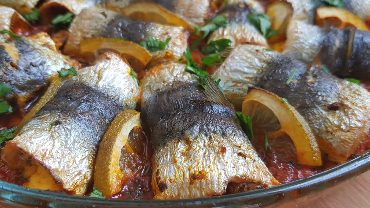 سمك السردين فالفرن بحشوة أكثر من رائعة👌