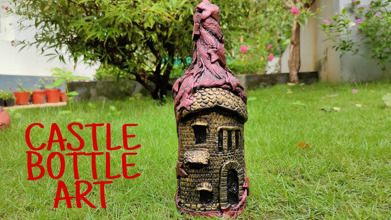Castle bottle art| DIY Castle using glass bottle| Bottle art|