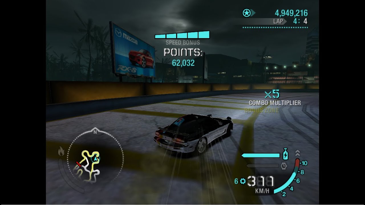 NFS Carbon DRIFT | Kings Park | 4 laps RX7 (keyboard)