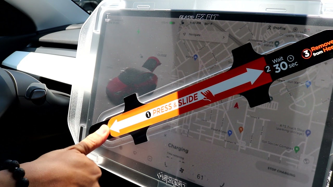 #tesla Installing Spigen Screen Protector for 2021 Tesla Model Y| EZ FIT