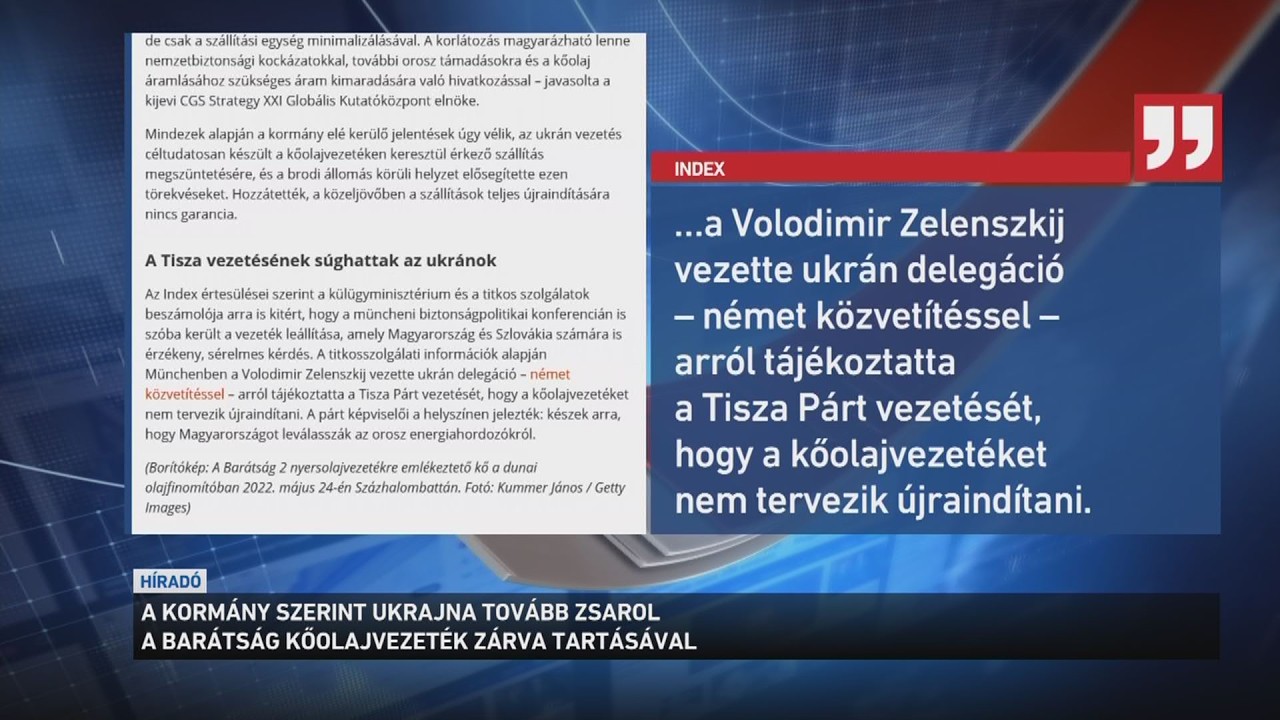 Brüsszel szerint Ukrajnán múlik, hogy elindítja e a szállítást a Barátság kőolajvezetéken