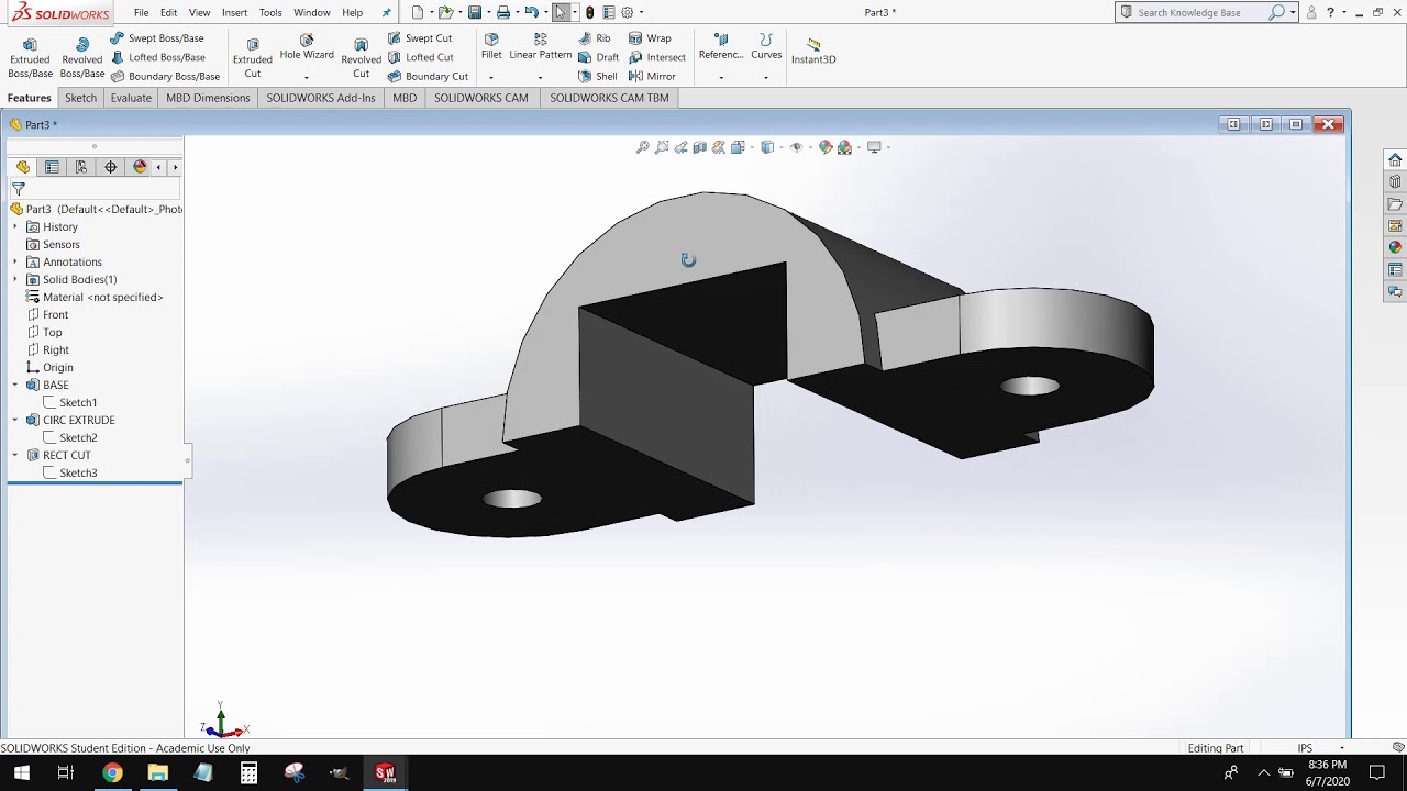 Solidworks Tutorial: multiple feature part