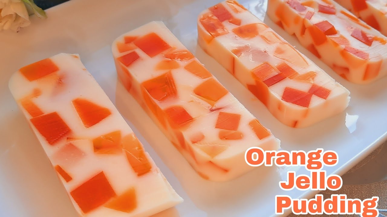 Orange jelly milk pudding | No bake Milk Pudding | Jello pudding | Orange jello dessart recipe