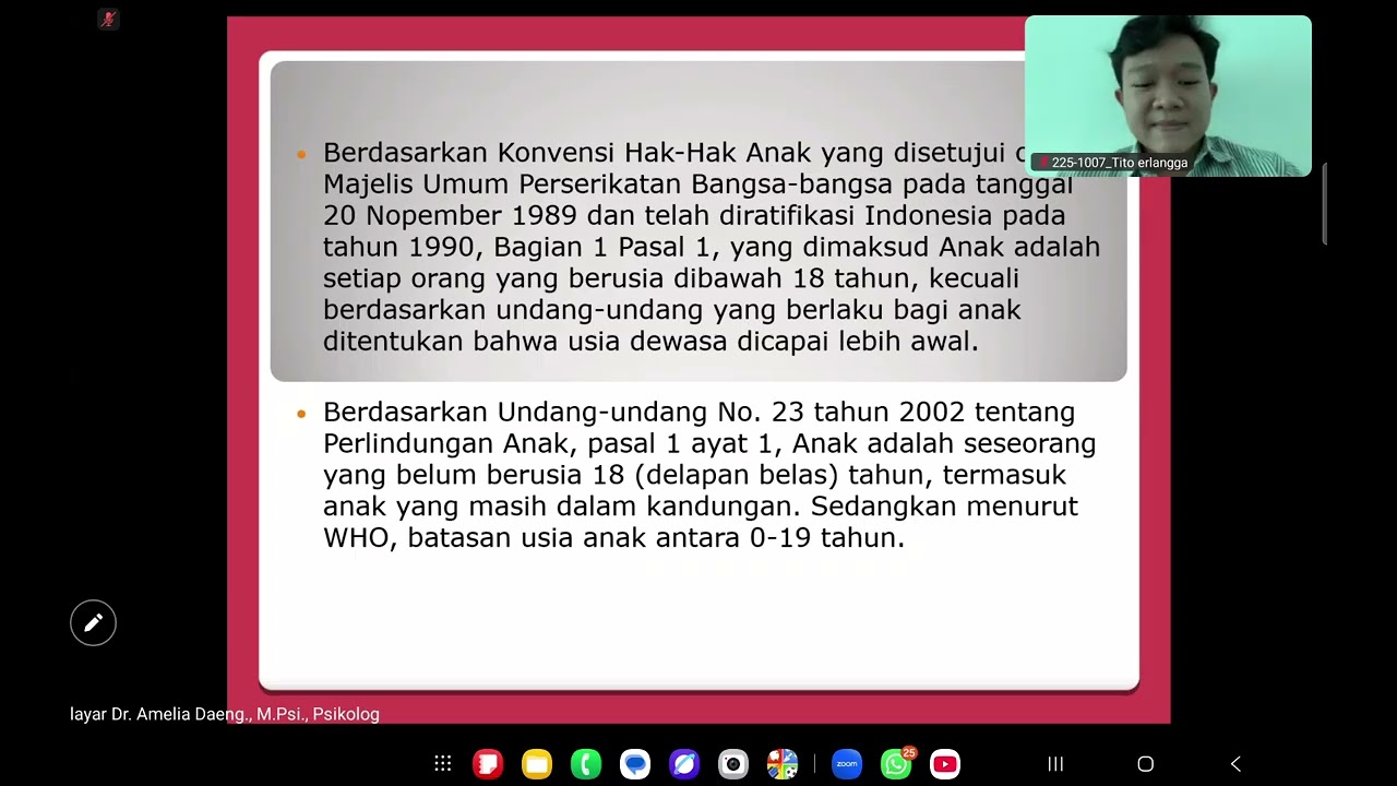 KULIAH 2 : Tumbang Psikologis Anak  B. Amelia, S.Psi, M.Psi, Psikolog (3 maret 2026)