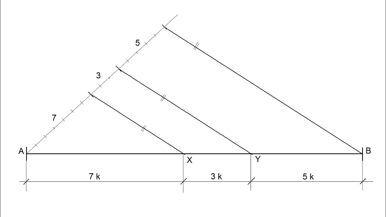 Dividir un segmento en partes proporcionales (Teorema de Tales)