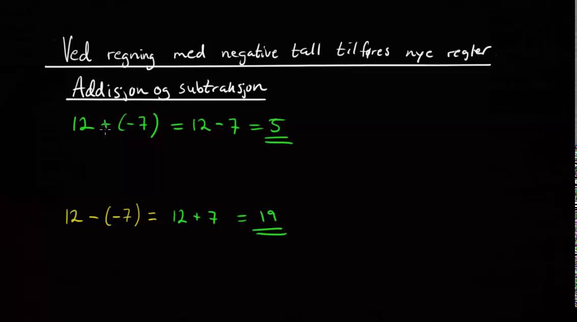 α00173: Tallregning - Regning med negative tall