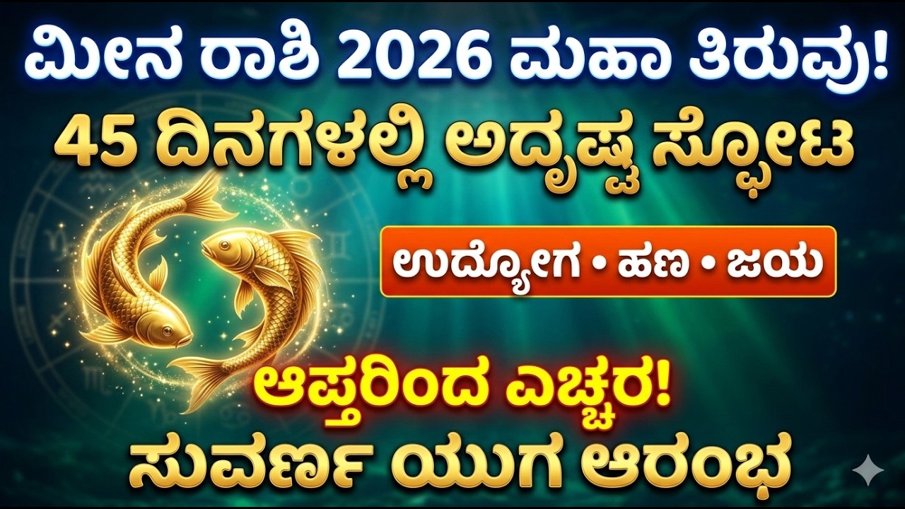 ಮೀನ ರಾಶಿ 2026 ಮಹಾ ತಿರುವು | ಇನ್ನೂ 45 ದಿನಗಳಲ್ಲಿ ಜೀವನ ಬದಲಾವಣೆ!Useful information in kannada