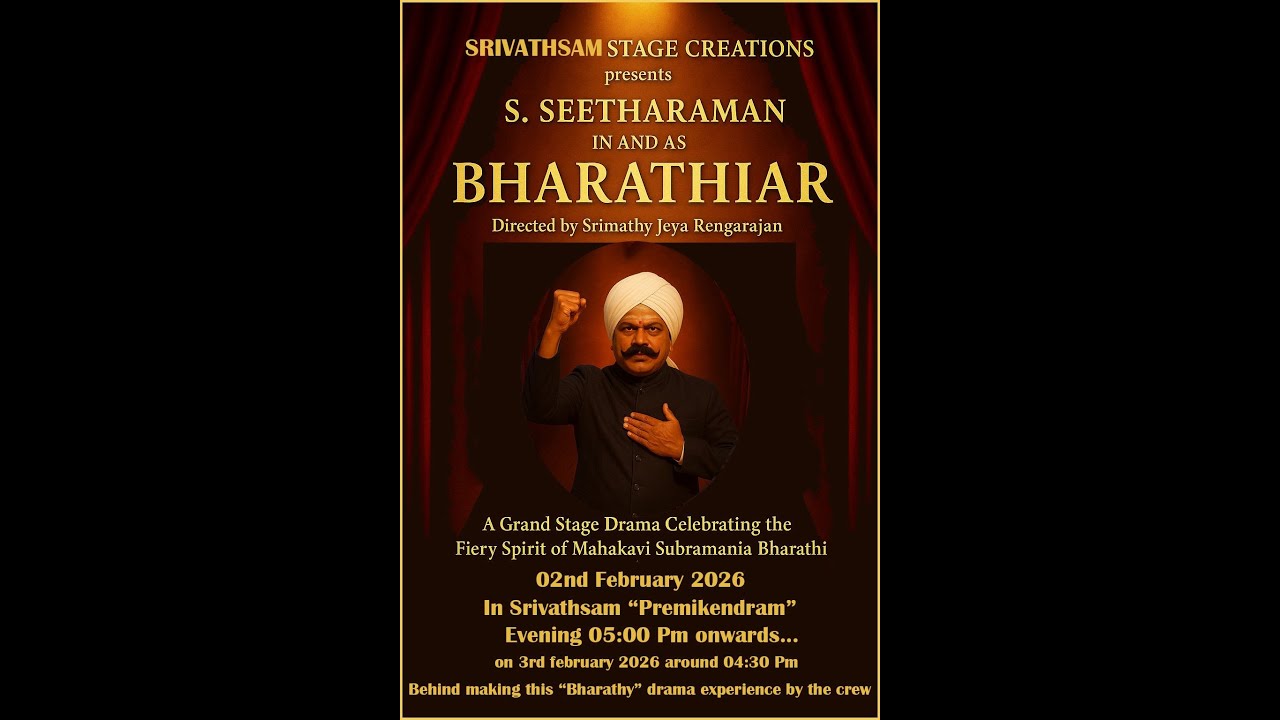 Bharathiar drama by Srivathsam Stage creations @ PK Hall on 2/2/26