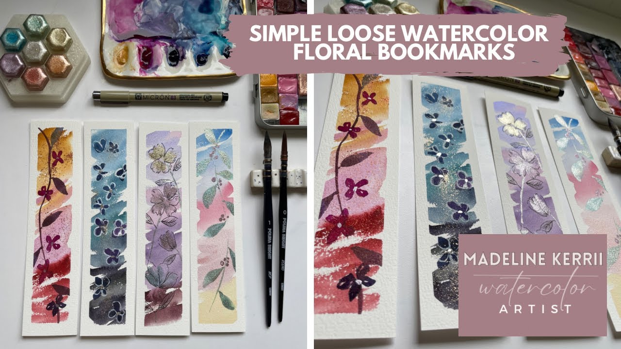 Simple and Easy Watercolor Flower/Floral Bookmarks