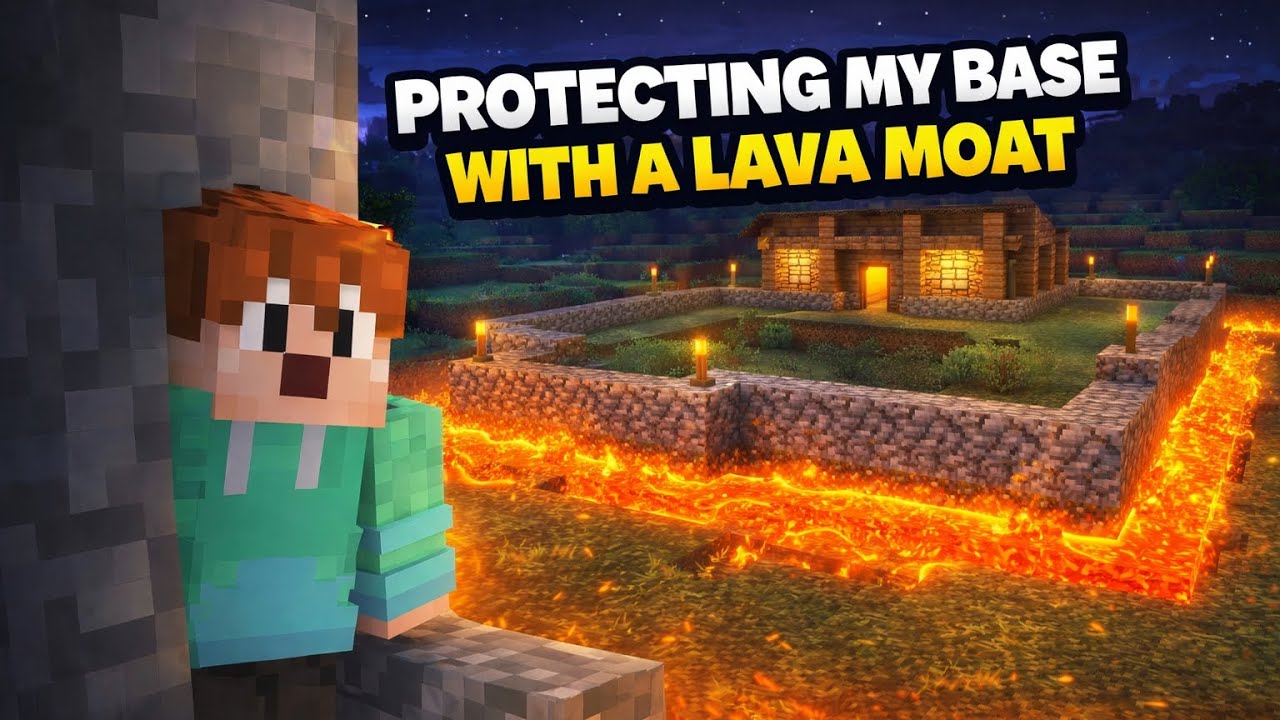 Protecting My Base with a Lava Moat!!!! 