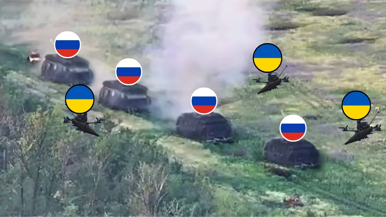 Ukrainian Drones Ambush Russia’s New Black Panther Tank Column