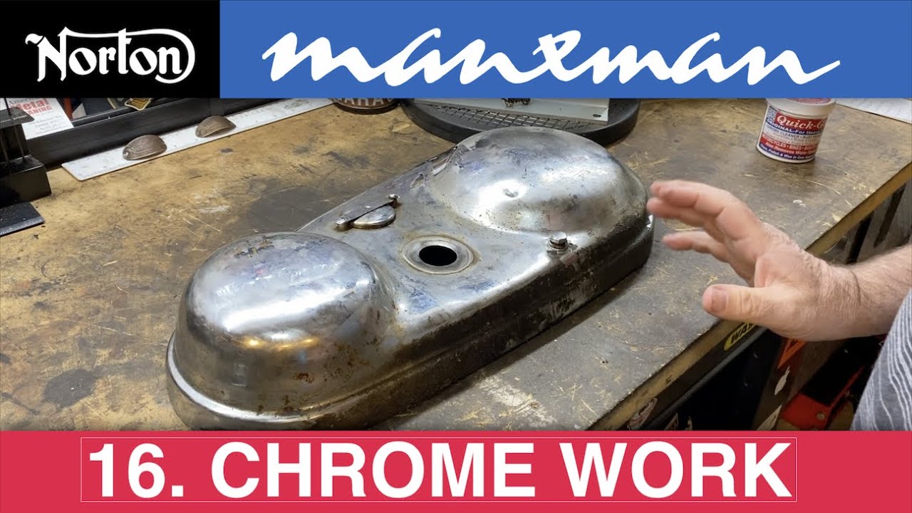 First Production 1961 Norton Manxman 650 restoration (16) - Chrome Work