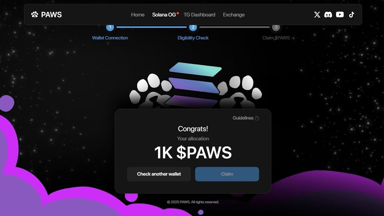 PAWS 🐾 SOLANA OG CLAIM - How to Claim $1K PAWS ‼️