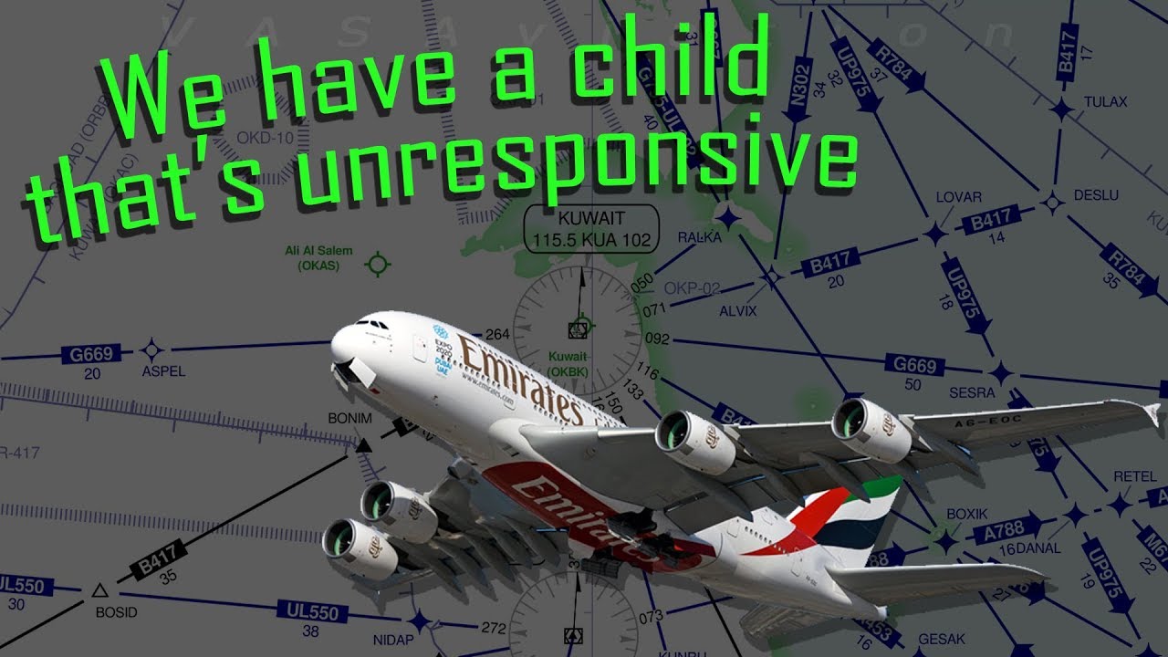 [REAL ATC] Emirates A380 diverts into Kuwait with medical emergency