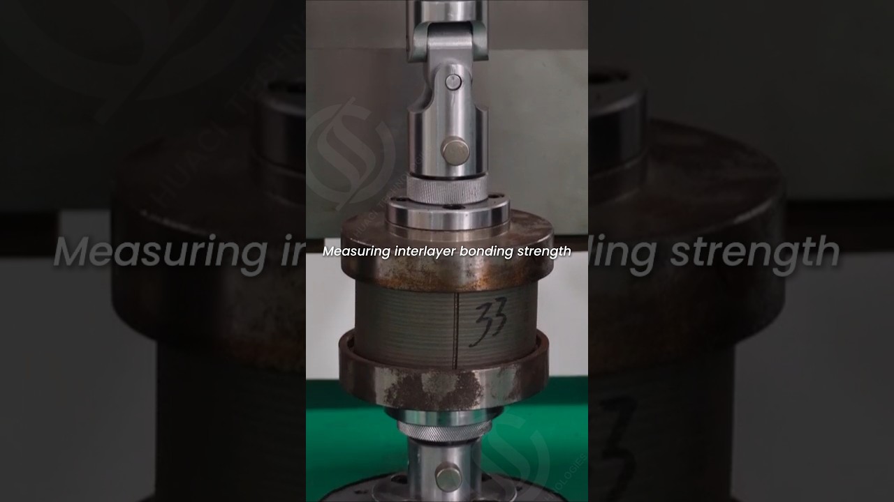 Laminated self-bonding stator core pull out test in process 
