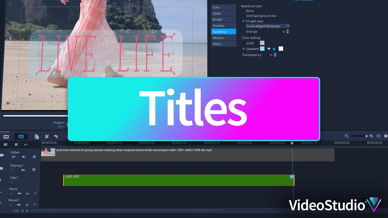 Title editing in VideoStudio: from basic options to animated titles with effects