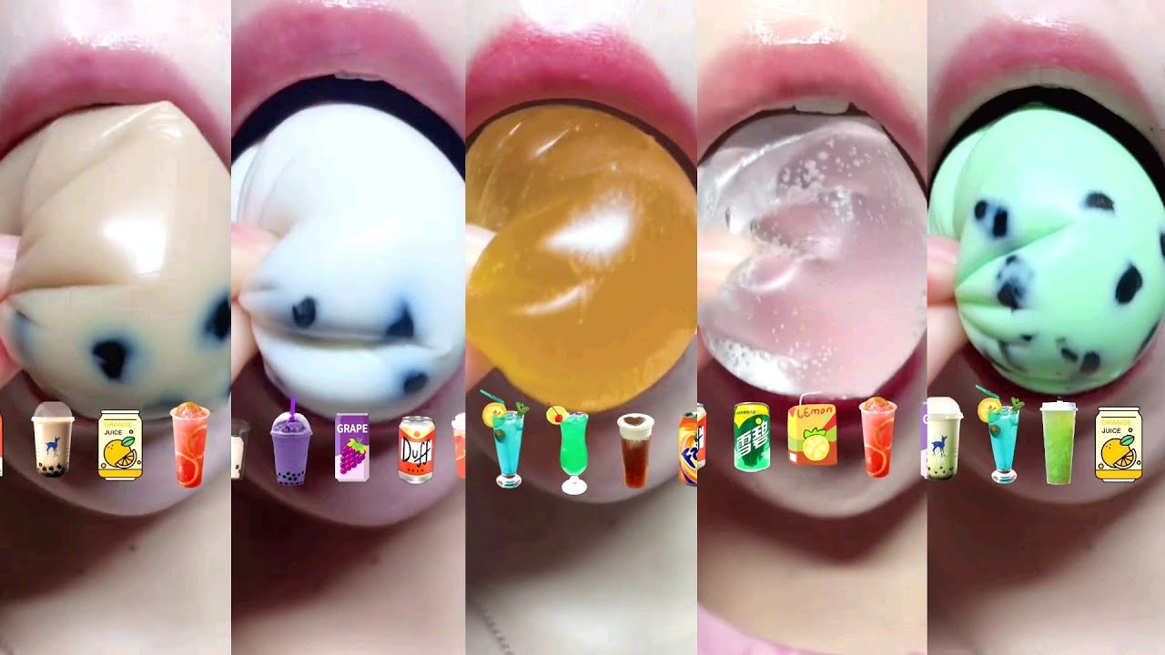 asmr BEET 🫜 COLORFUL JUICE 🍷🍸🥤🧋🍹 BOBA TEA COLD DRINKS SODA DRINKING 이모지 먹방 satisfying sounds