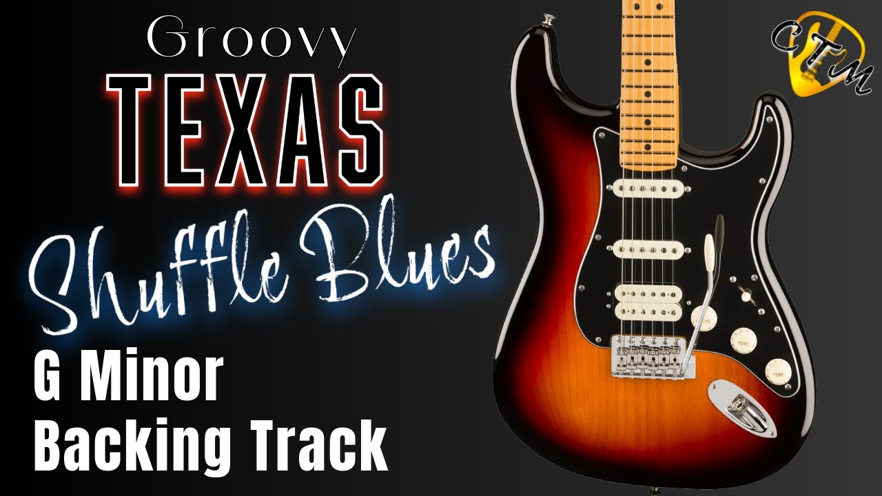 Groovy Texas Shuffle Blues Guitar Backing Track in Gm(100bpm)